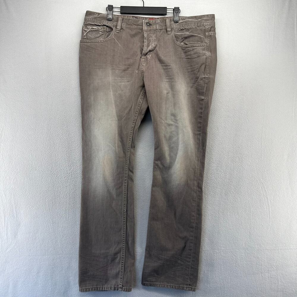 Cult Of Individuality Jeans men's 40x34 Brown Rebel Straight Faded Whisker